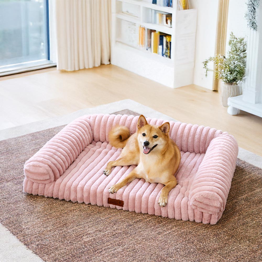 Cream Fluffy Comfort Orthopedic Pet Sofa Bed for Dogs and Cats